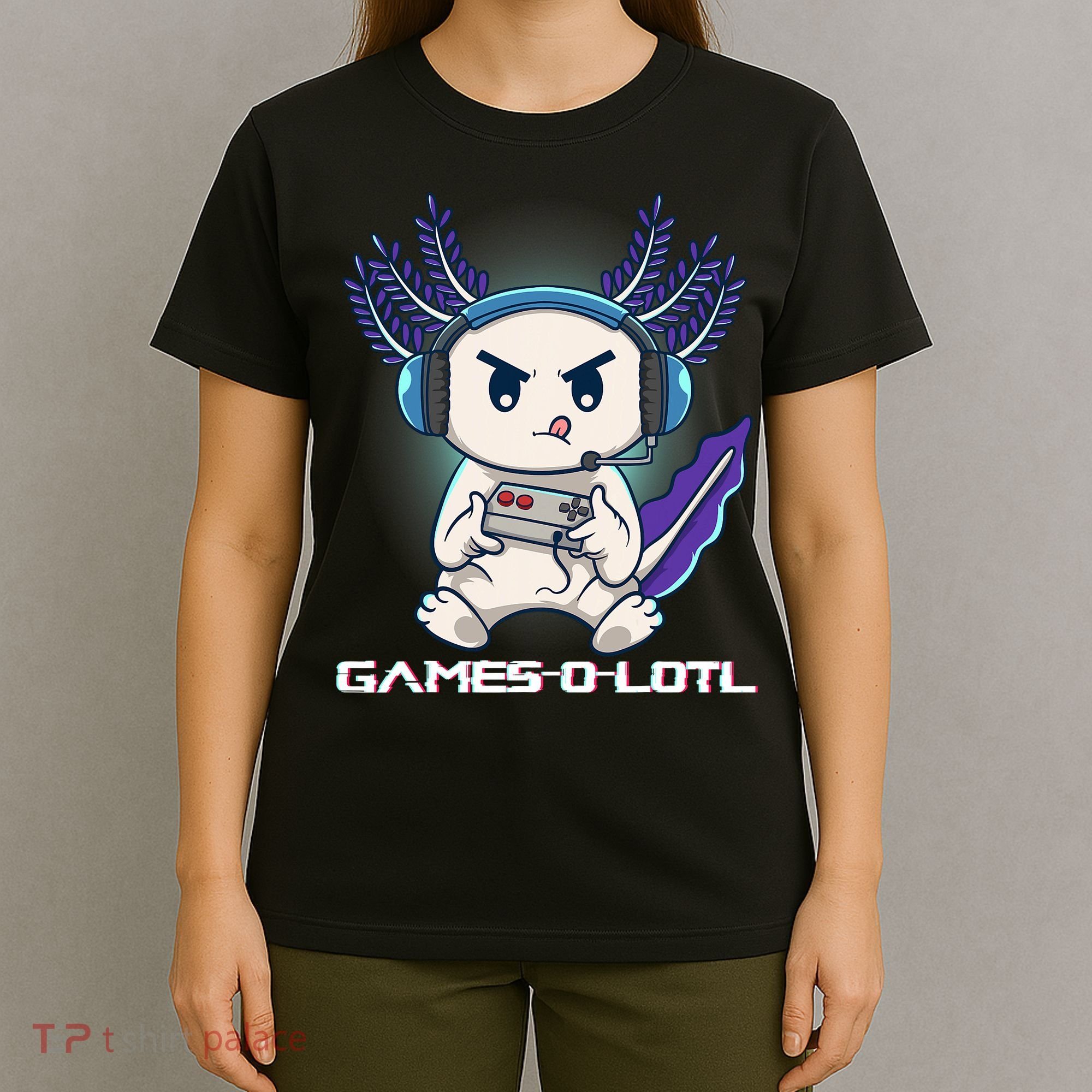 Axolotl Playing Console Video Games Gamesolotl Gaming T-Shirt