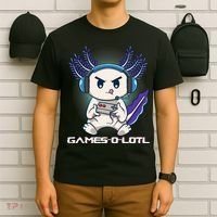 Axolotl Playing Console Video Games Gamesolotl Gaming T-Shirt thumb 6