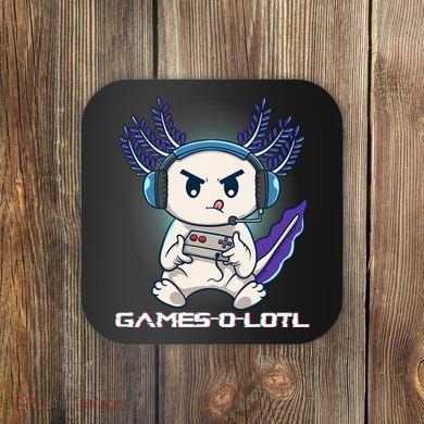 Axolotl Playing Console Video Games Gamesolotl Gaming Coaster