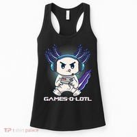 Axolotl Playing Console Video Games Gamesolotl Gaming Women's Tank Top thumb 0