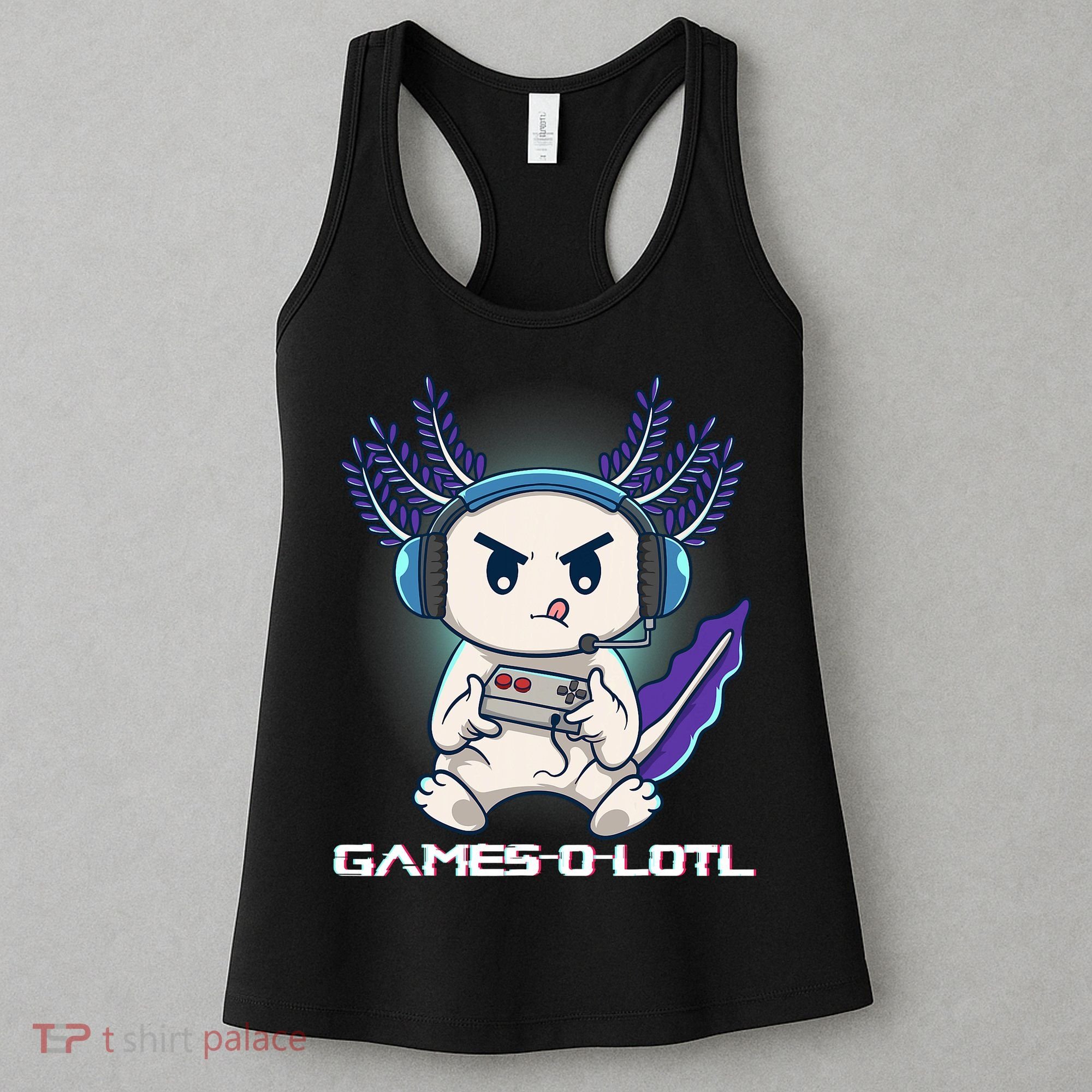 Axolotl Playing Console Video Games Gamesolotl Gaming Women's Tank Top