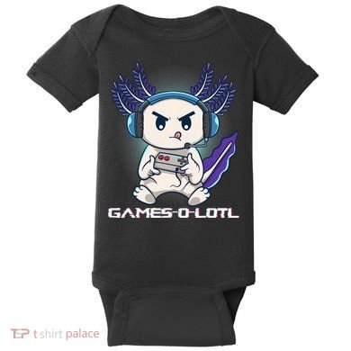 Axolotl Playing Console Video Games Gamesolotl Gaming Baby Bodysuit