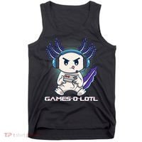Axolotl Playing Console Video Games Gamesolotl Gaming Tank Top thumb 0