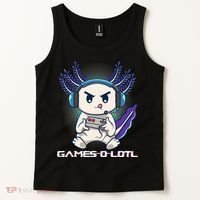 Axolotl Playing Console Video Games Gamesolotl Gaming Tank Top thumb 2