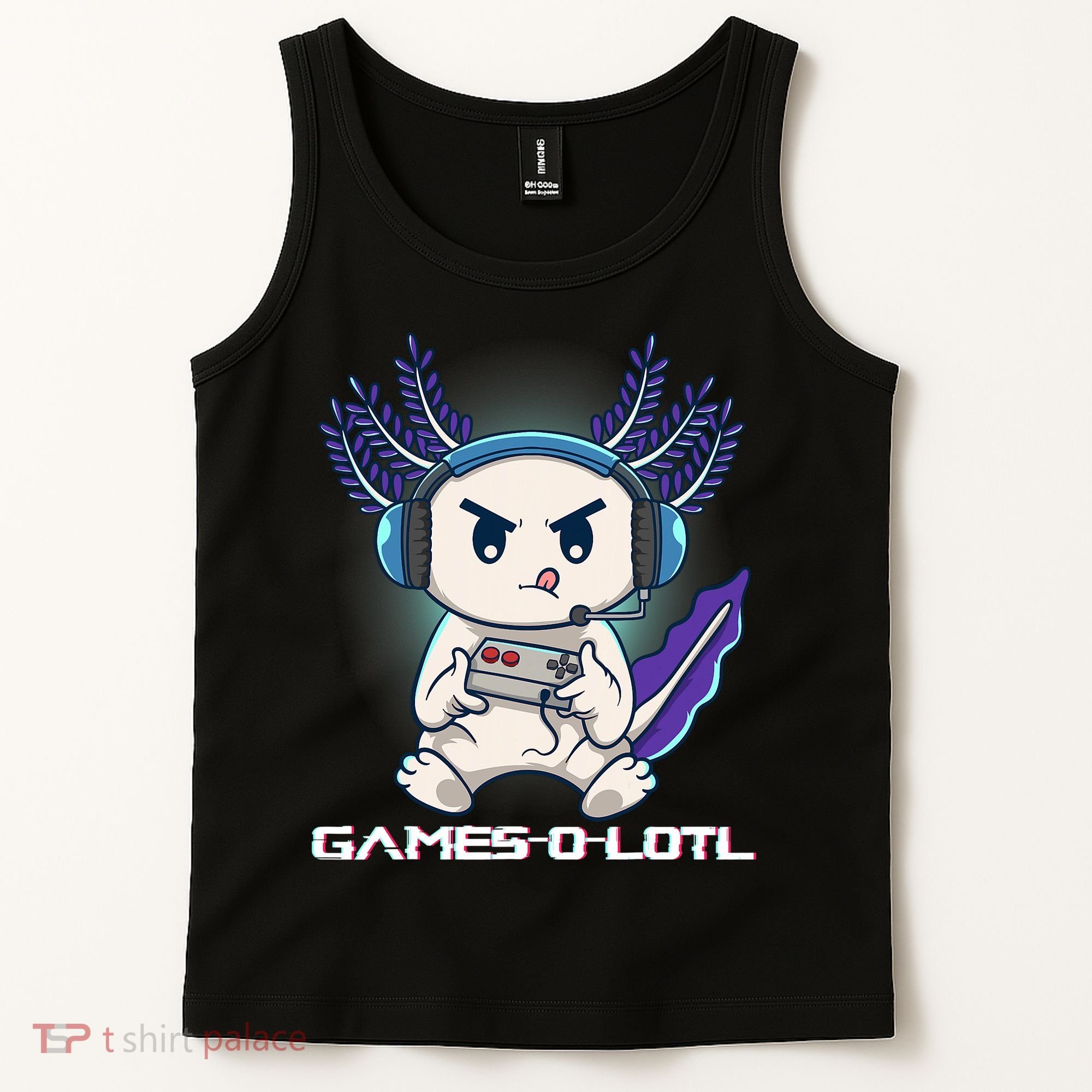 Axolotl Playing Console Video Games Gamesolotl Gaming Tank Top