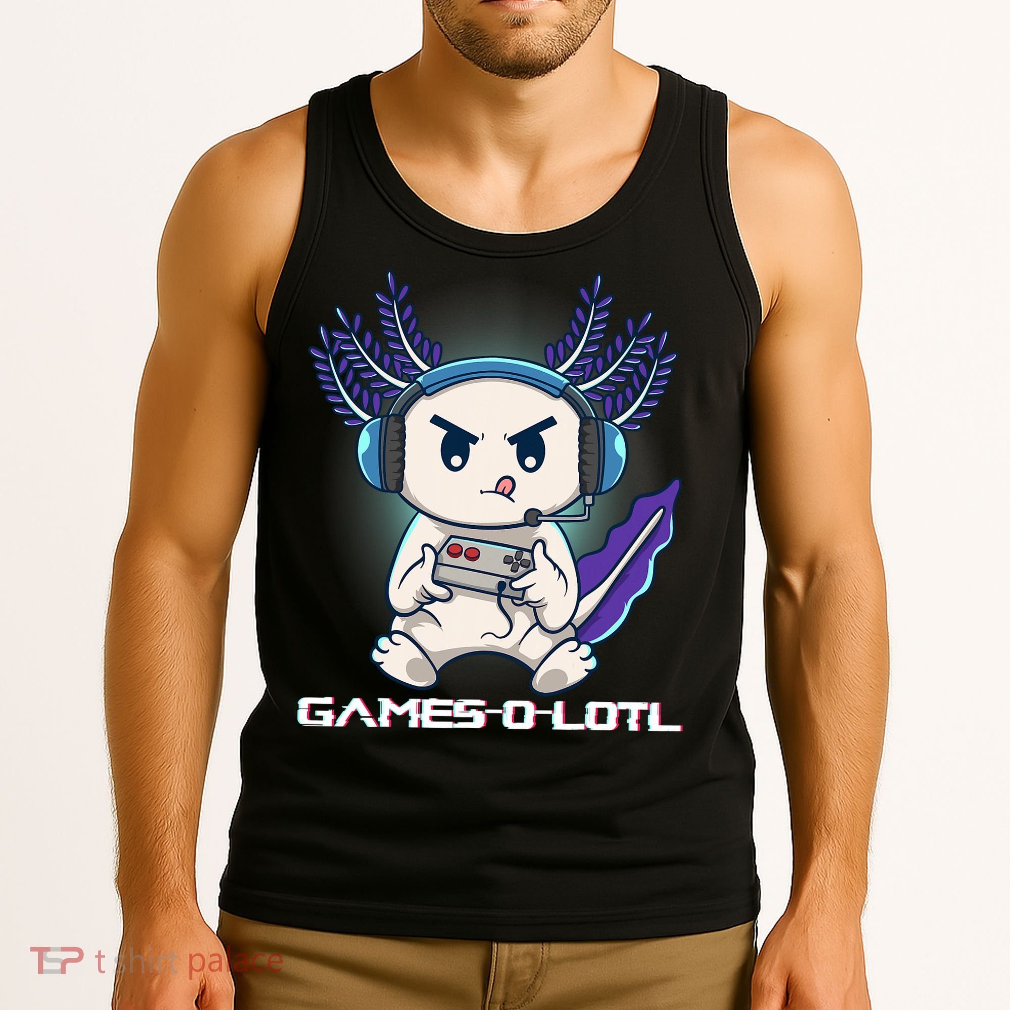 Axolotl Playing Console Video Games Gamesolotl Gaming Tank Top
