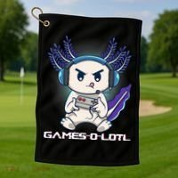 Axolotl Playing Console Video Games Gamesolotl Gaming Golf Towel thumb 1
