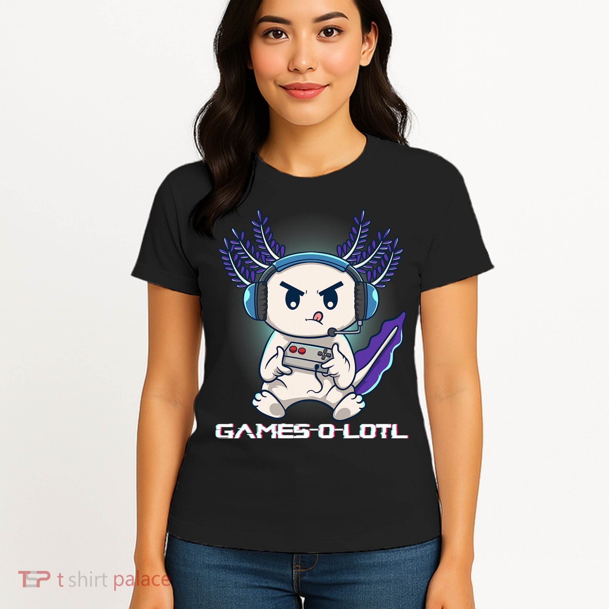Axolotl Playing Console Video Games Gamesolotl Gaming Women's T-Shirt
