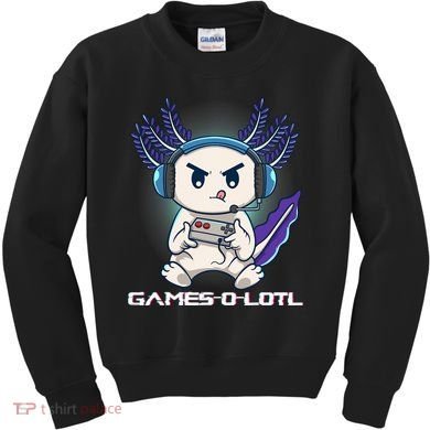 Axolotl Playing Console Video Games Gamesolotl Gaming Kids Sweatshirt