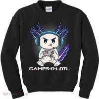 Axolotl Playing Console Video Games Gamesolotl Gaming Kids Sweatshirt thumb 0