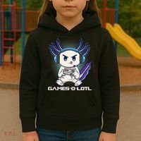 Axolotl Playing Console Video Games Gamesolotl Gaming Kids Hoodie thumb 3