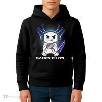 Axolotl Playing Console Video Games Gamesolotl Gaming Kids Hoodie thumb 4