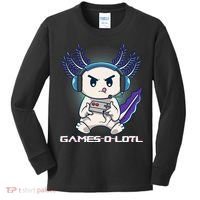 Axolotl Playing Console Video Games Gamesolotl Gaming Kids Long Sleeve Shirt thumb 0