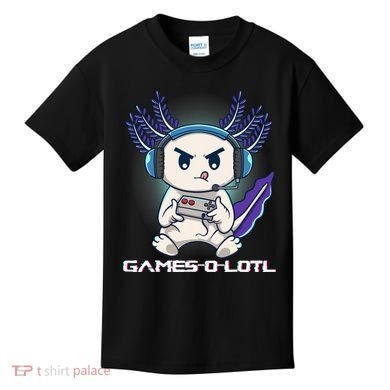 Axolotl Playing Console Video Games Gamesolotl Gaming Kids T-Shirt