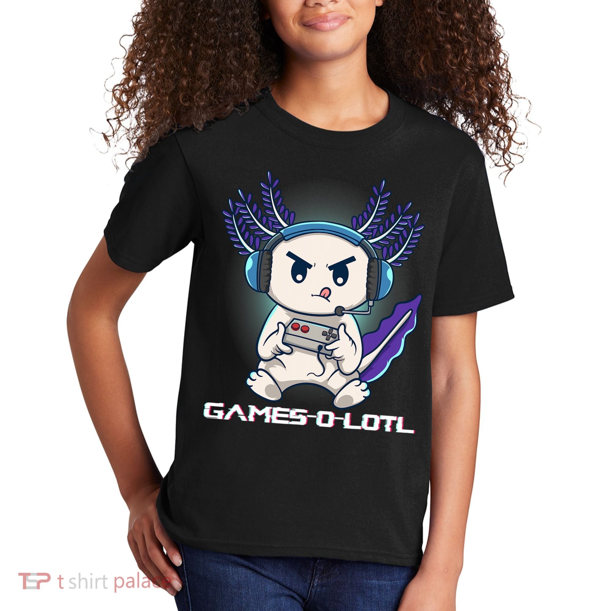 Axolotl Playing Console Video Games Gamesolotl Gaming Kids T-Shirt