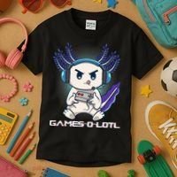 Axolotl Playing Console Video Games Gamesolotl Gaming Kids T-Shirt thumb 3