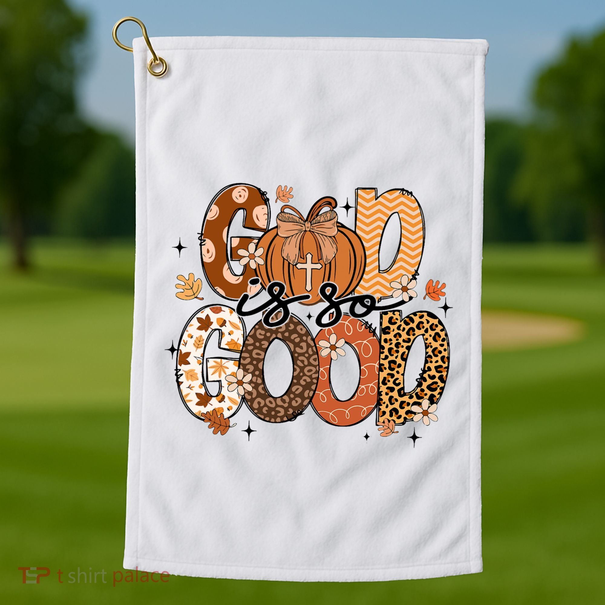 Autumn Pumpkin Christian Thanksgiving Faith God Is So Good Golf Towel