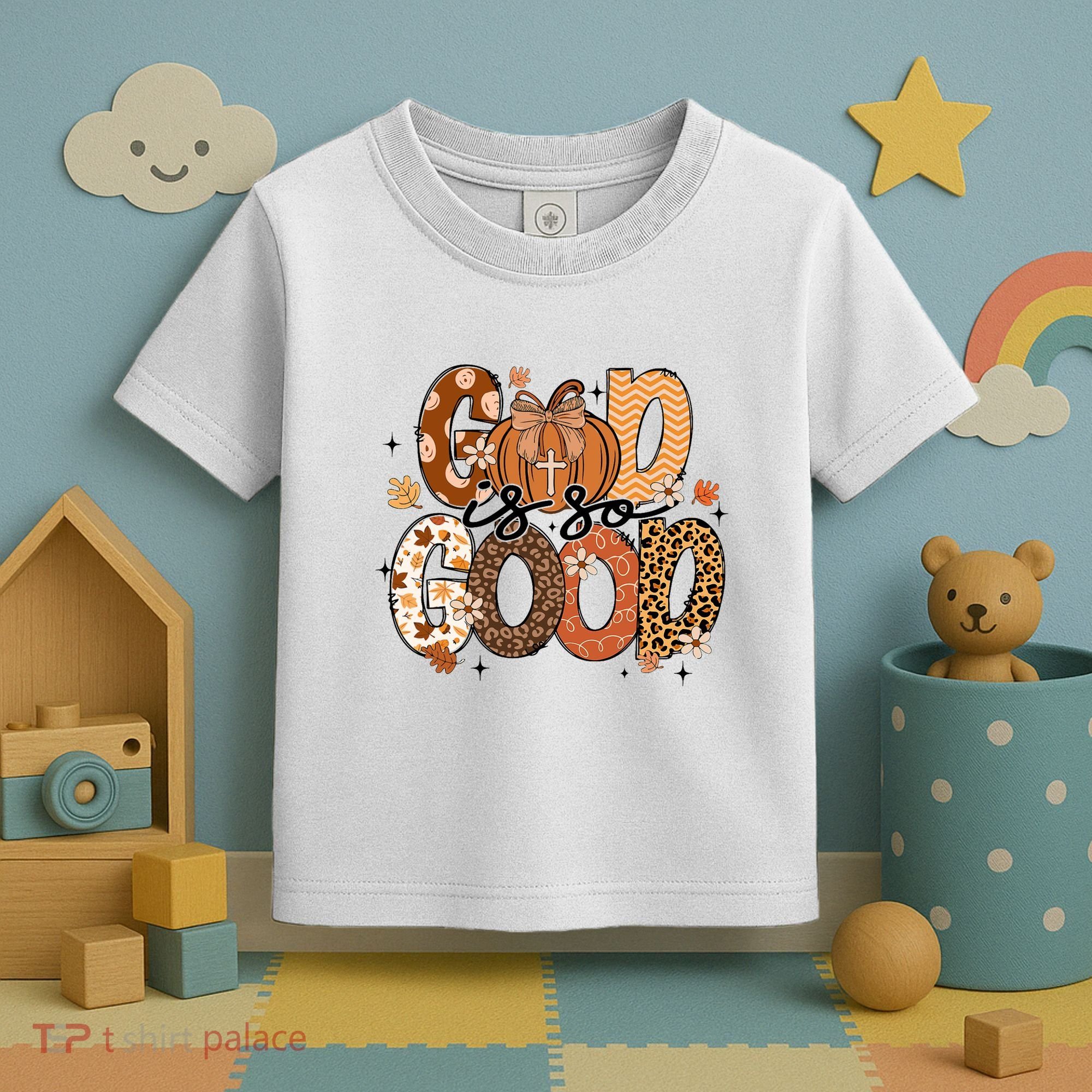 Autumn Pumpkin Christian Thanksgiving Faith God Is So Good Toddler T-Shirt