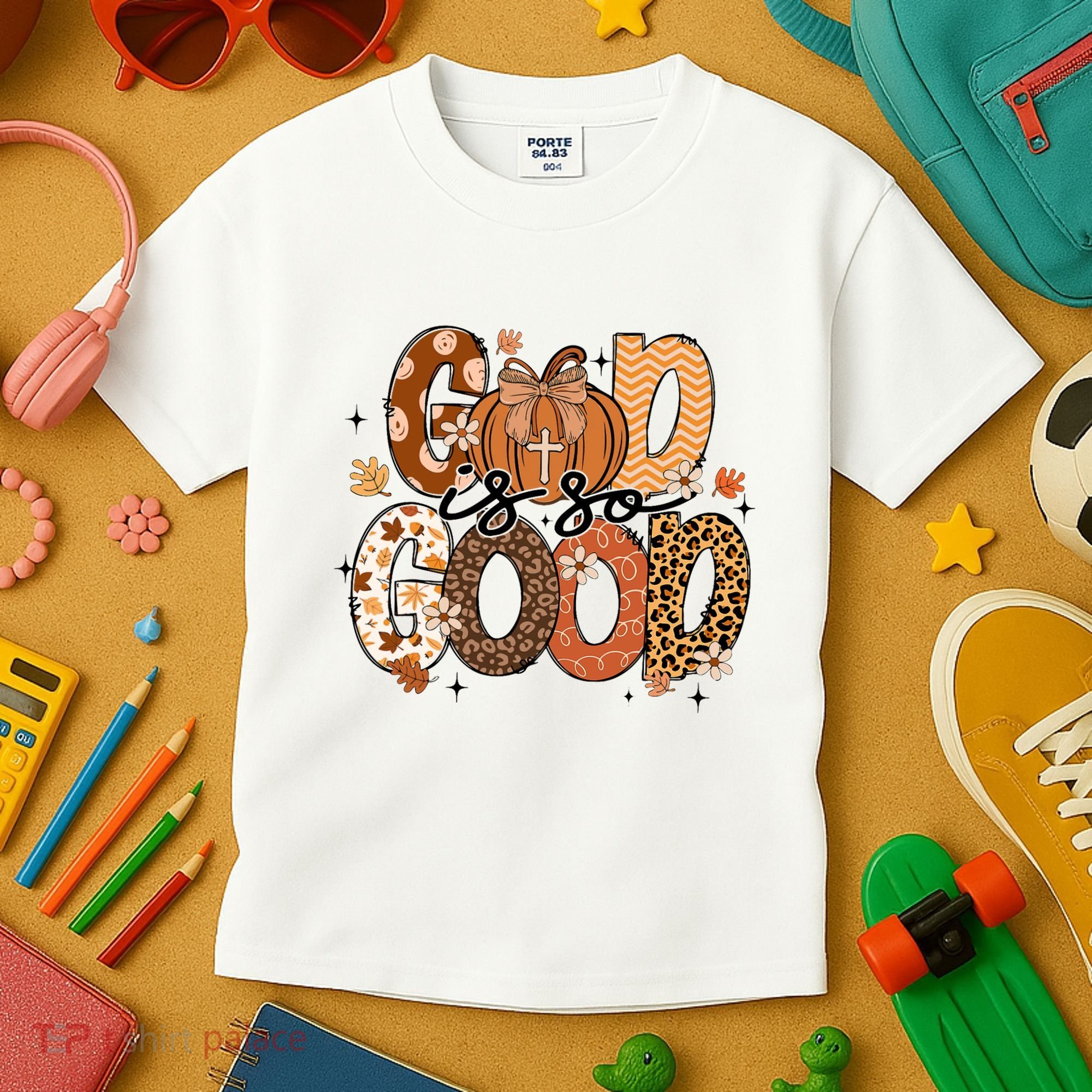 Autumn Pumpkin Christian Thanksgiving Faith God Is So Good Kids T-Shirt