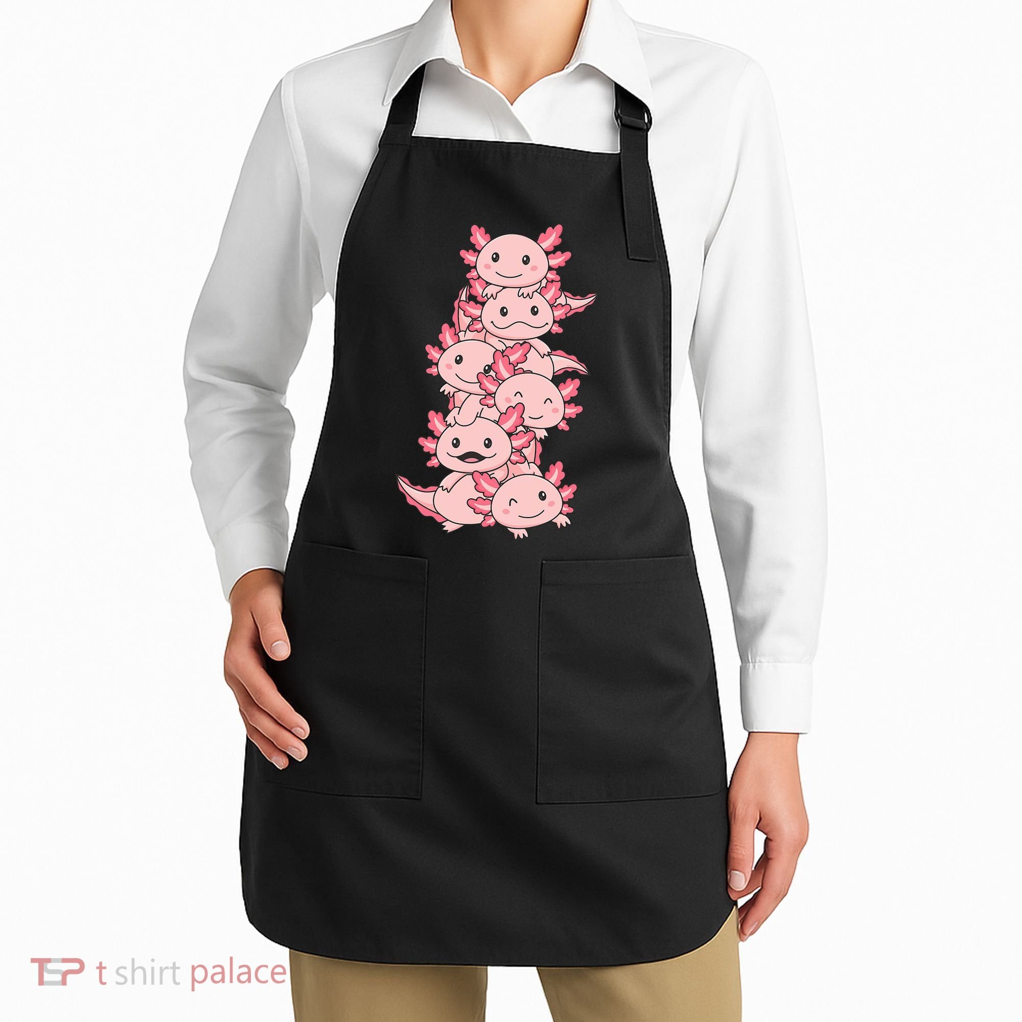 Axolotl Pile Cute Animals Kawaii Anime Funny Axolotl Apron