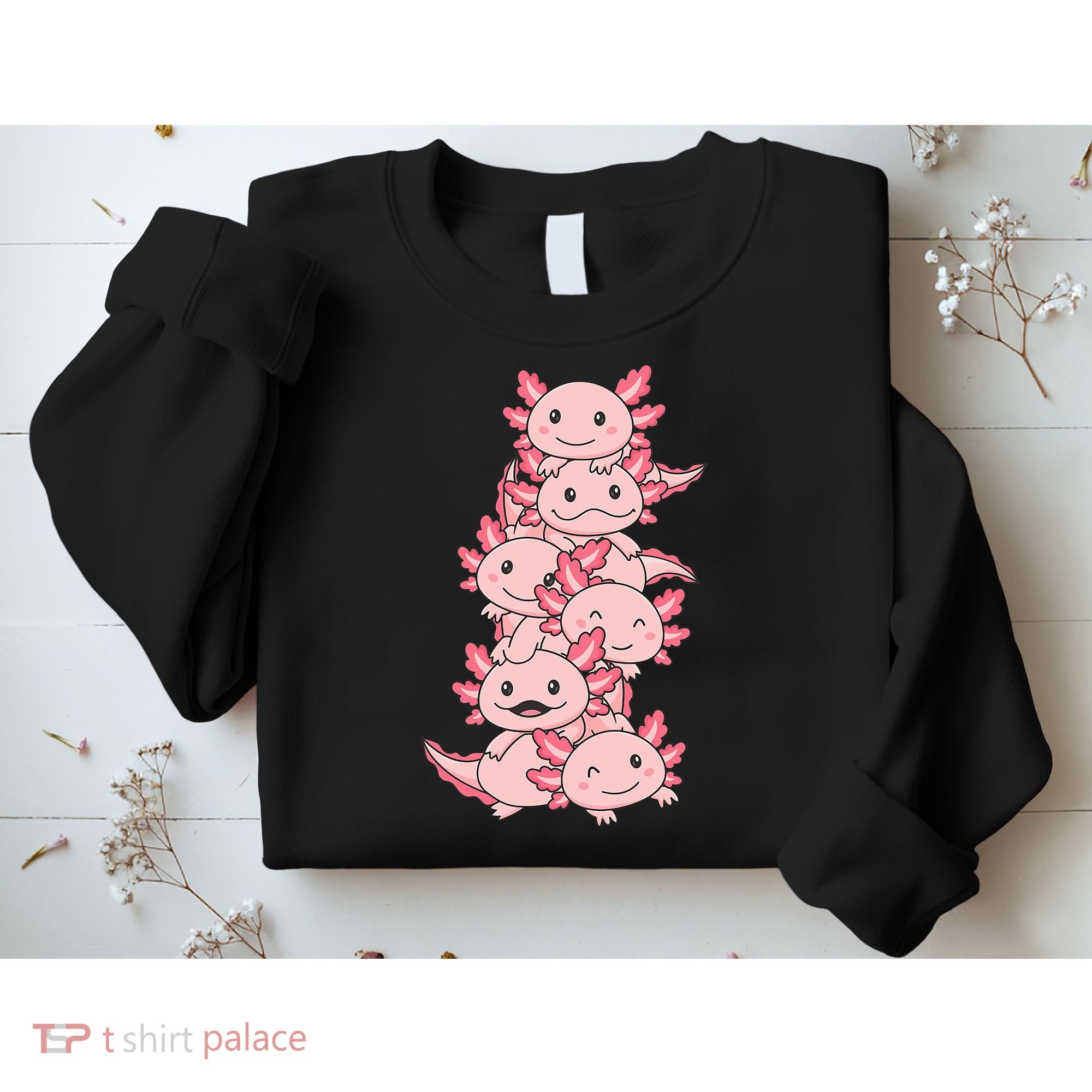 Axolotl Pile Cute Animals Kawaii Anime Funny Axolotl Sweatshirt