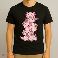 Axolotl Pile Cute Animals Kawaii Anime Funny Axolotl T-Shirt thumb 3