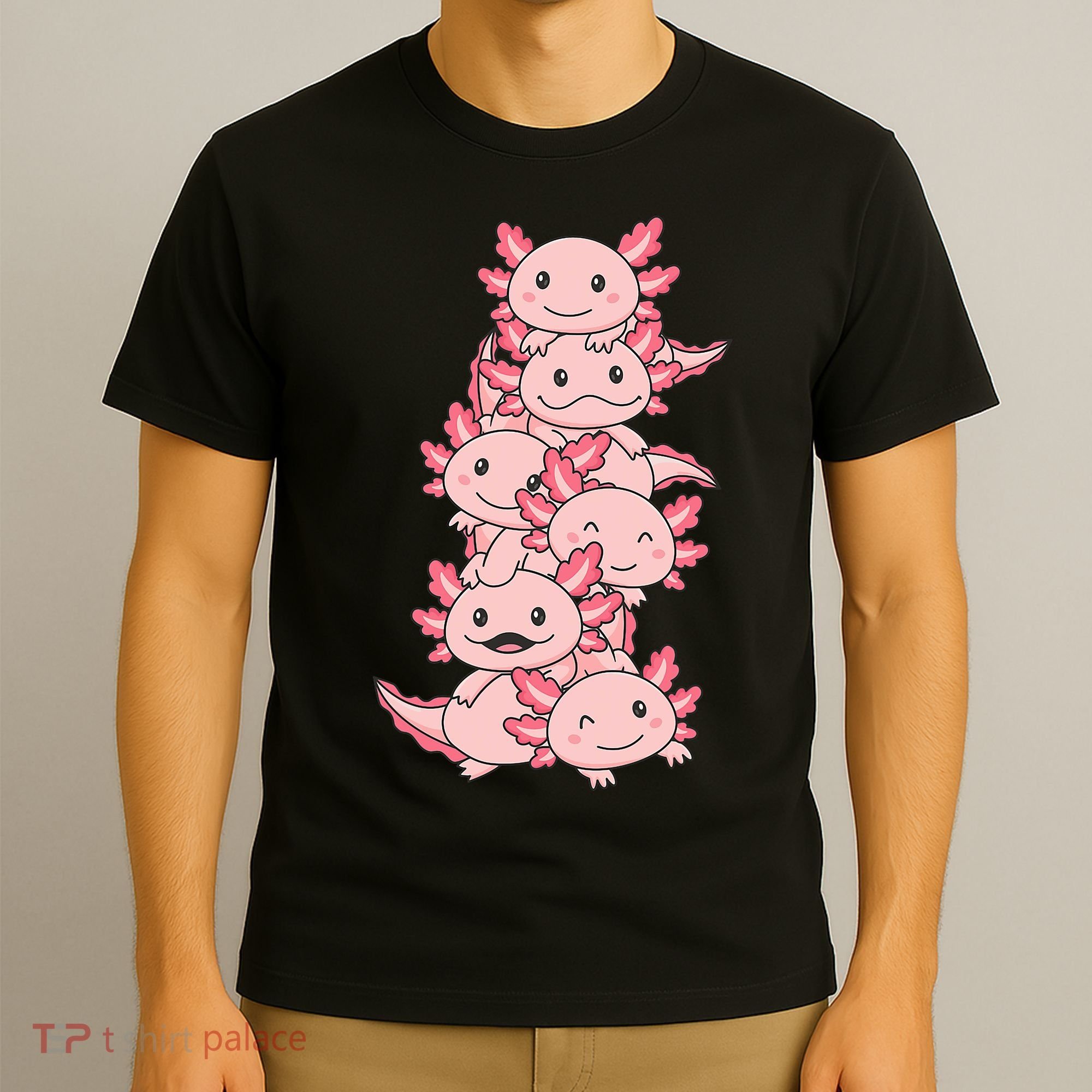 Axolotl Pile Cute Animals Kawaii Anime Funny Axolotl T-Shirt