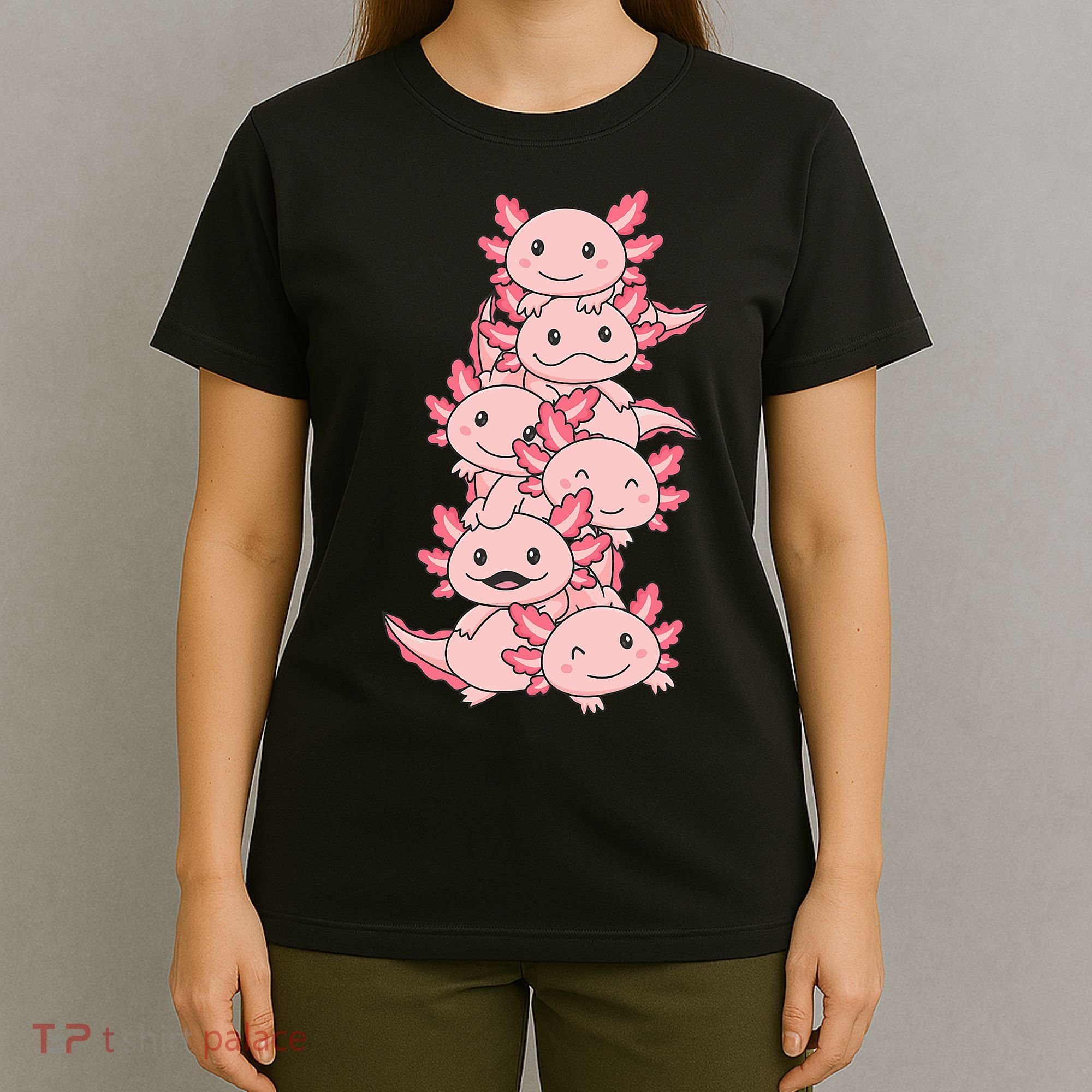 Axolotl Pile Cute Animals Kawaii Anime Funny Axolotl T-Shirt