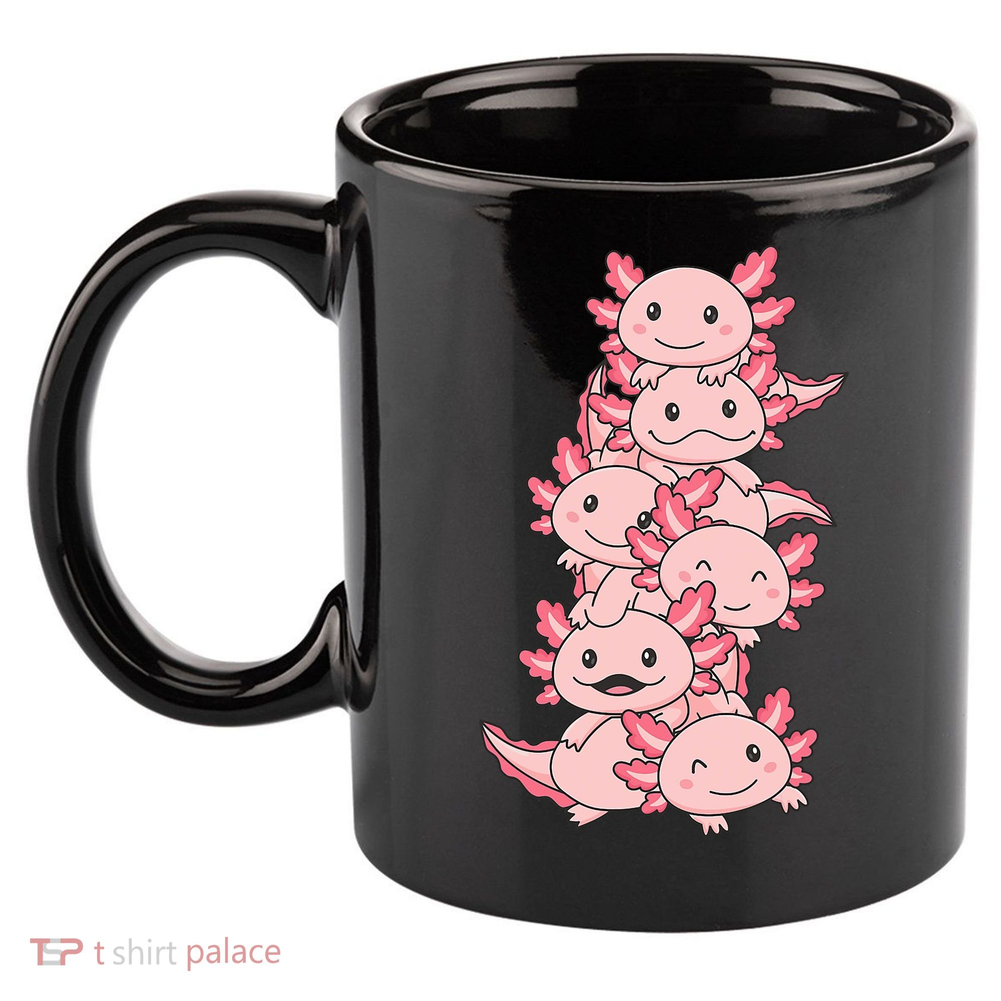 Axolotl Pile Cute Animals Kawaii Anime Funny Axolotl 11oz C Handle Ceramic Mug