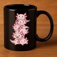Axolotl Pile Cute Animals Kawaii Anime Funny Axolotl 11oz C Handle Ceramic Mug thumb 3
