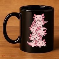 Axolotl Pile Cute Animals Kawaii Anime Funny Axolotl 11oz C Handle Ceramic Mug thumb 4