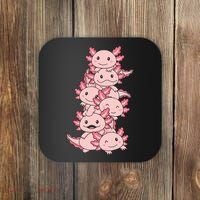Axolotl Pile Cute Animals Kawaii Anime Funny Axolotl Coaster thumb 0