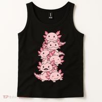 Axolotl Pile Cute Animals Kawaii Anime Funny Axolotl Tank Top thumb 2
