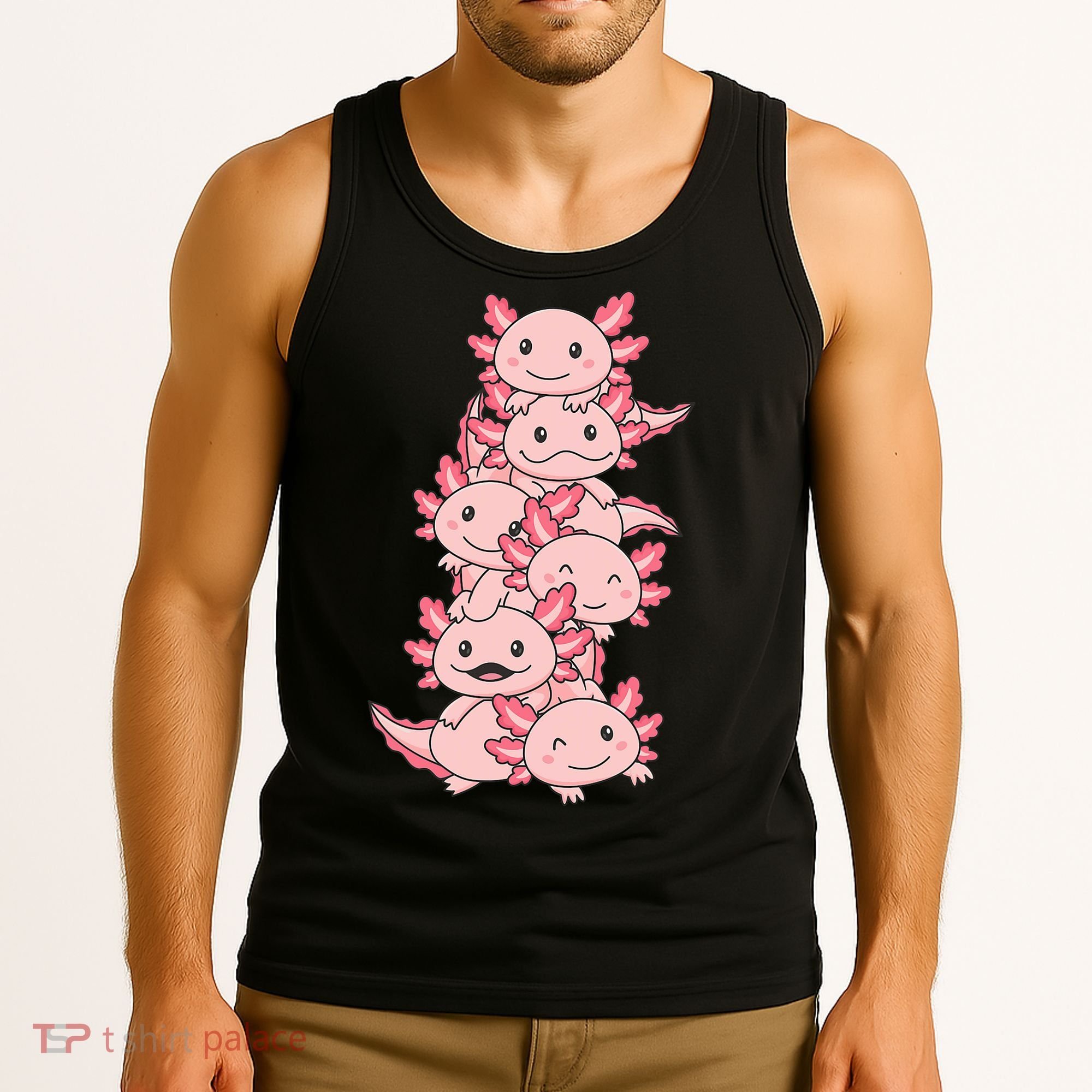 Axolotl Pile Cute Animals Kawaii Anime Funny Axolotl Tank Top