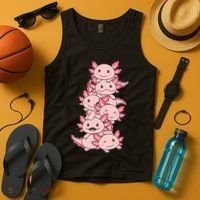 Axolotl Pile Cute Animals Kawaii Anime Funny Axolotl Tank Top thumb 4