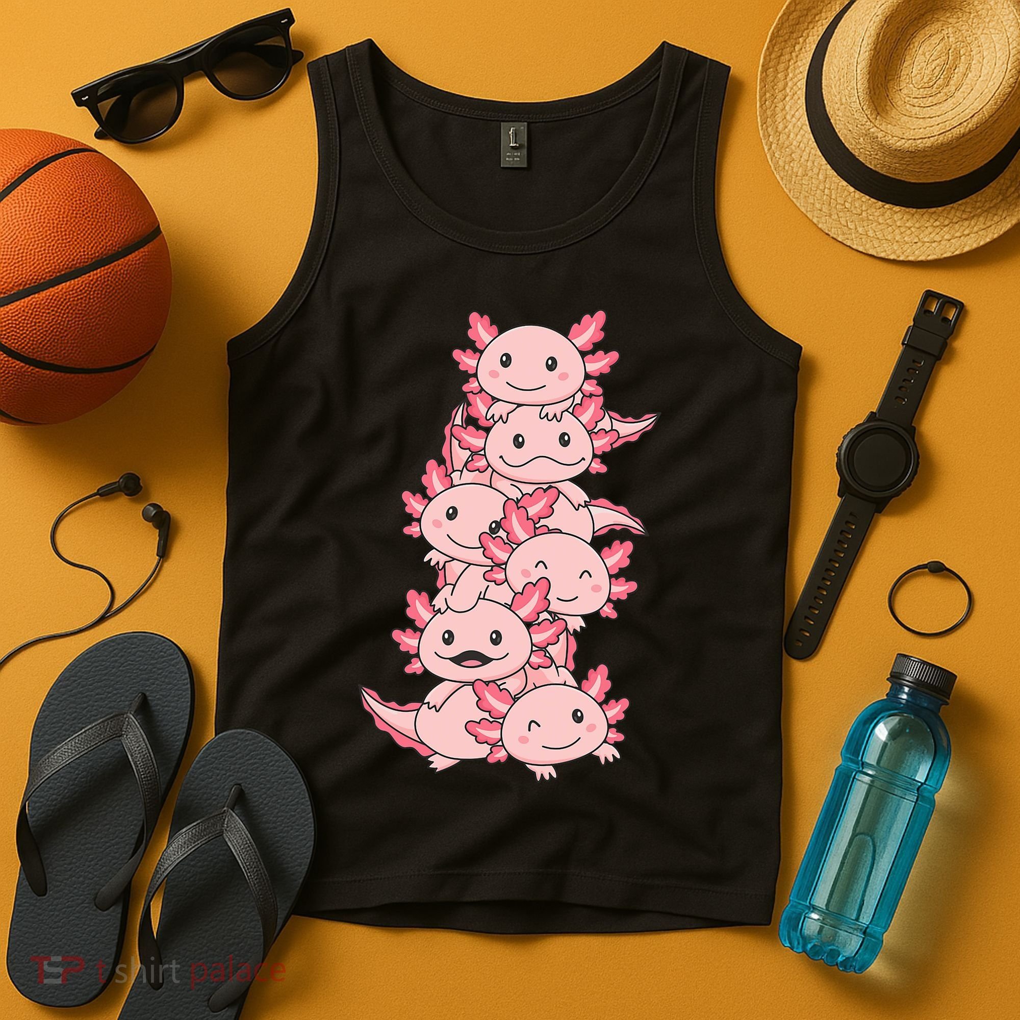 Axolotl Pile Cute Animals Kawaii Anime Funny Axolotl Tank Top