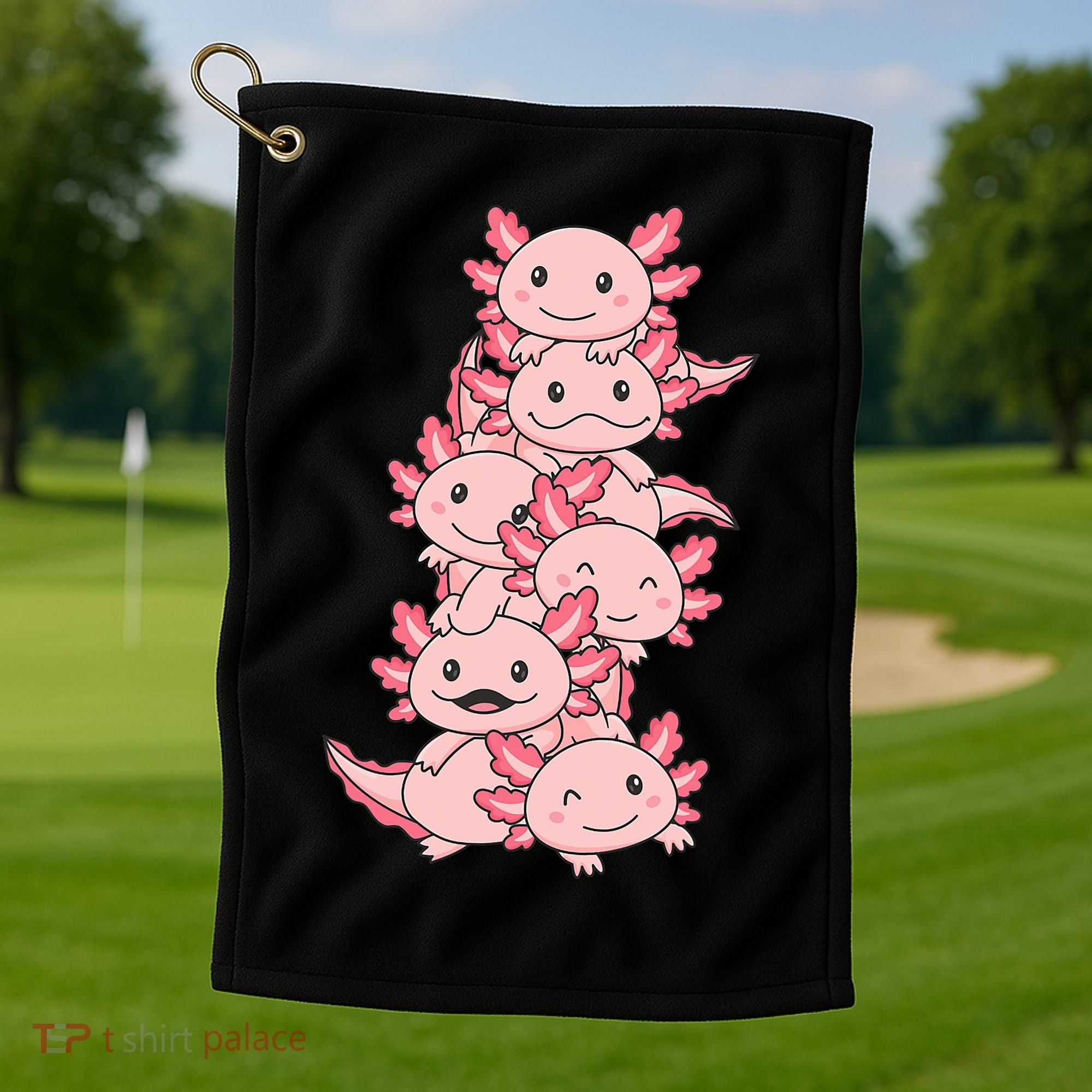 Axolotl Pile Cute Animals Kawaii Anime Funny Axolotl Golf Towel