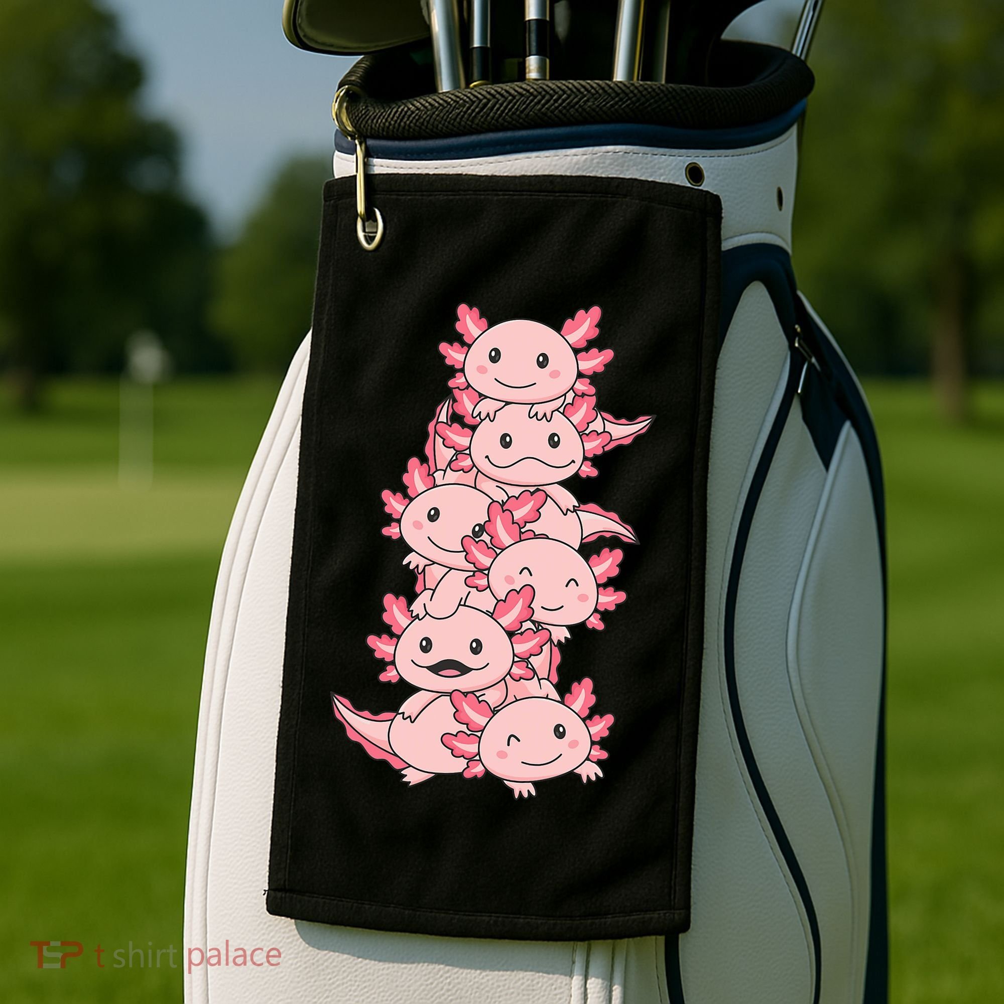 Axolotl Pile Cute Animals Kawaii Anime Funny Axolotl Golf Towel