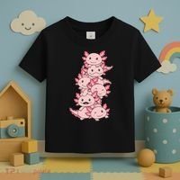 Axolotl Pile Cute Animals Kawaii Anime Funny Axolotl Toddler T-Shirt thumb 3