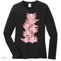 Axolotl Pile Cute Animals Kawaii Anime Funny Axolotl Women's Long Sleeve Shirt thumb 0