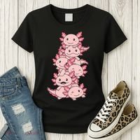 Axolotl Pile Cute Animals Kawaii Anime Funny Axolotl Women's T-Shirt thumb 3