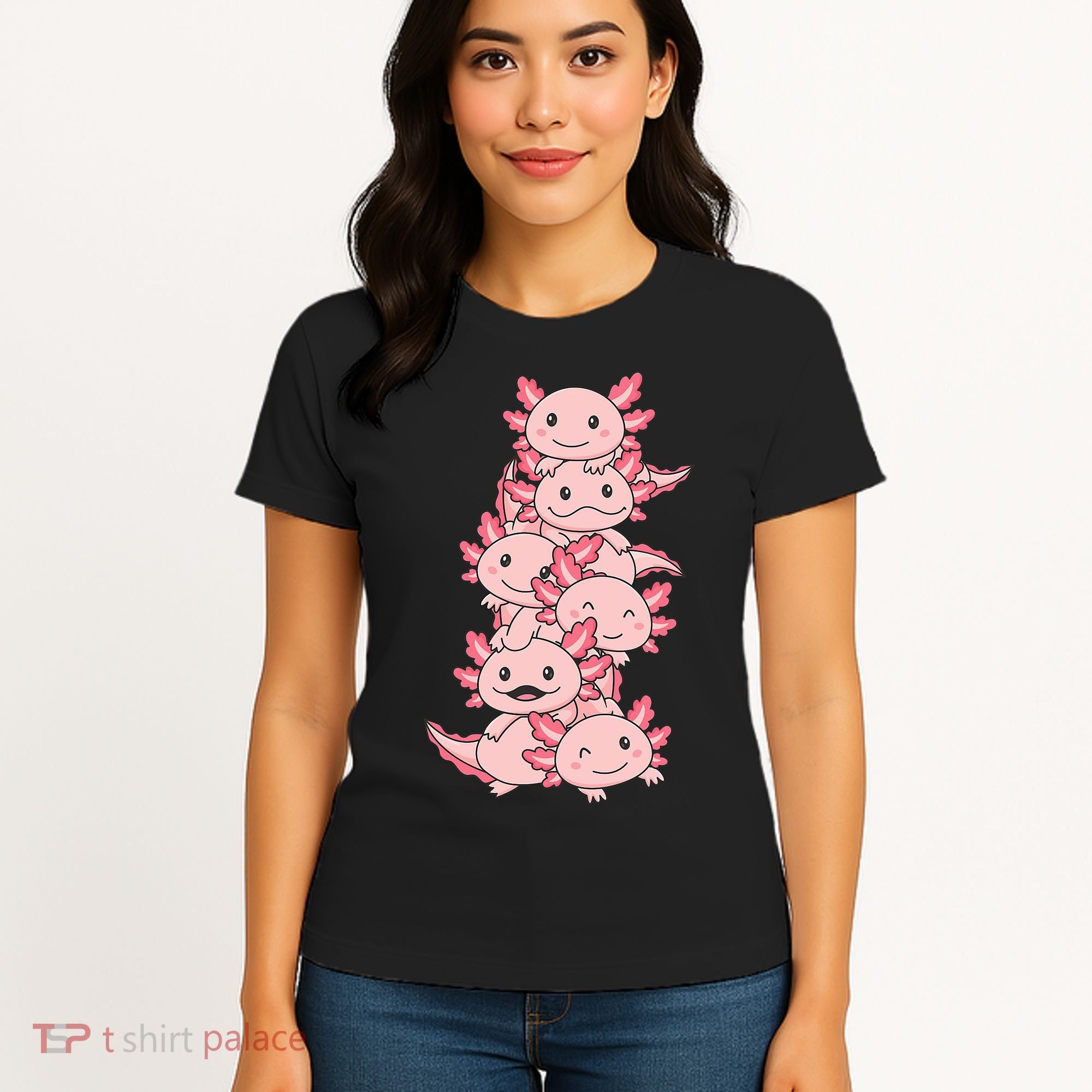Axolotl Pile Cute Animals Kawaii Anime Funny Axolotl Women's T-Shirt