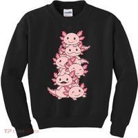 Axolotl Pile Cute Animals Kawaii Anime Funny Axolotl Kids Sweatshirt thumb 0