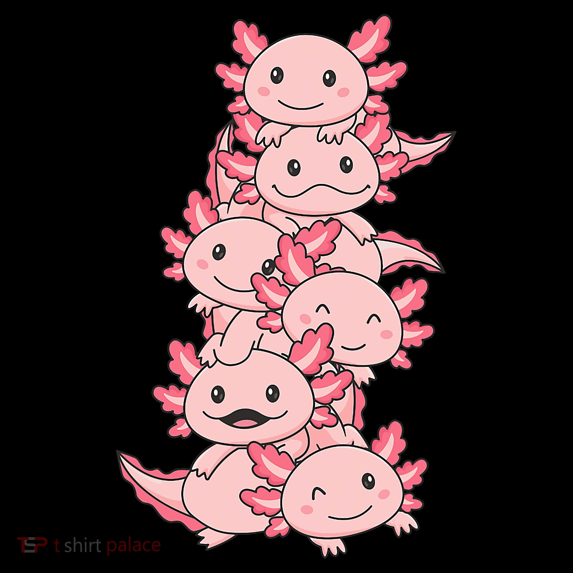 Axolotl Pile Cute Animals Kawaii Anime Funny Axolotl Kids Colorblock Raglan Jersey