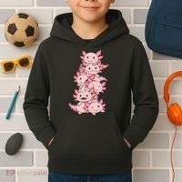 Axolotl Pile Cute Animals Kawaii Anime Funny Axolotl Kids Hoodie thumb 2