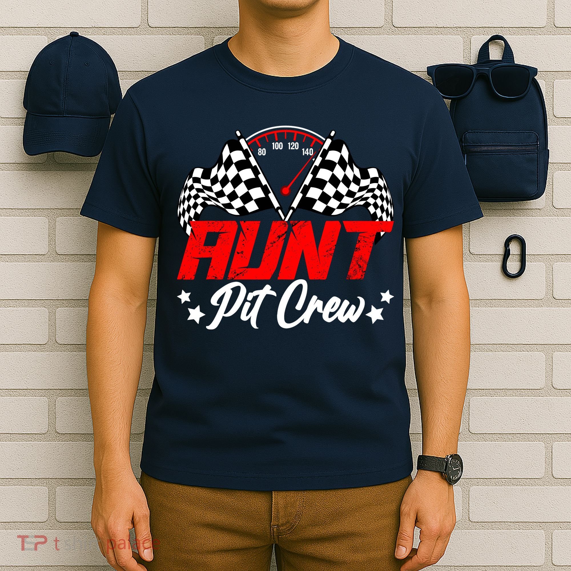 Aunt Pit Crew Birthday Party Race Car Lover Racing Family T-Shirt