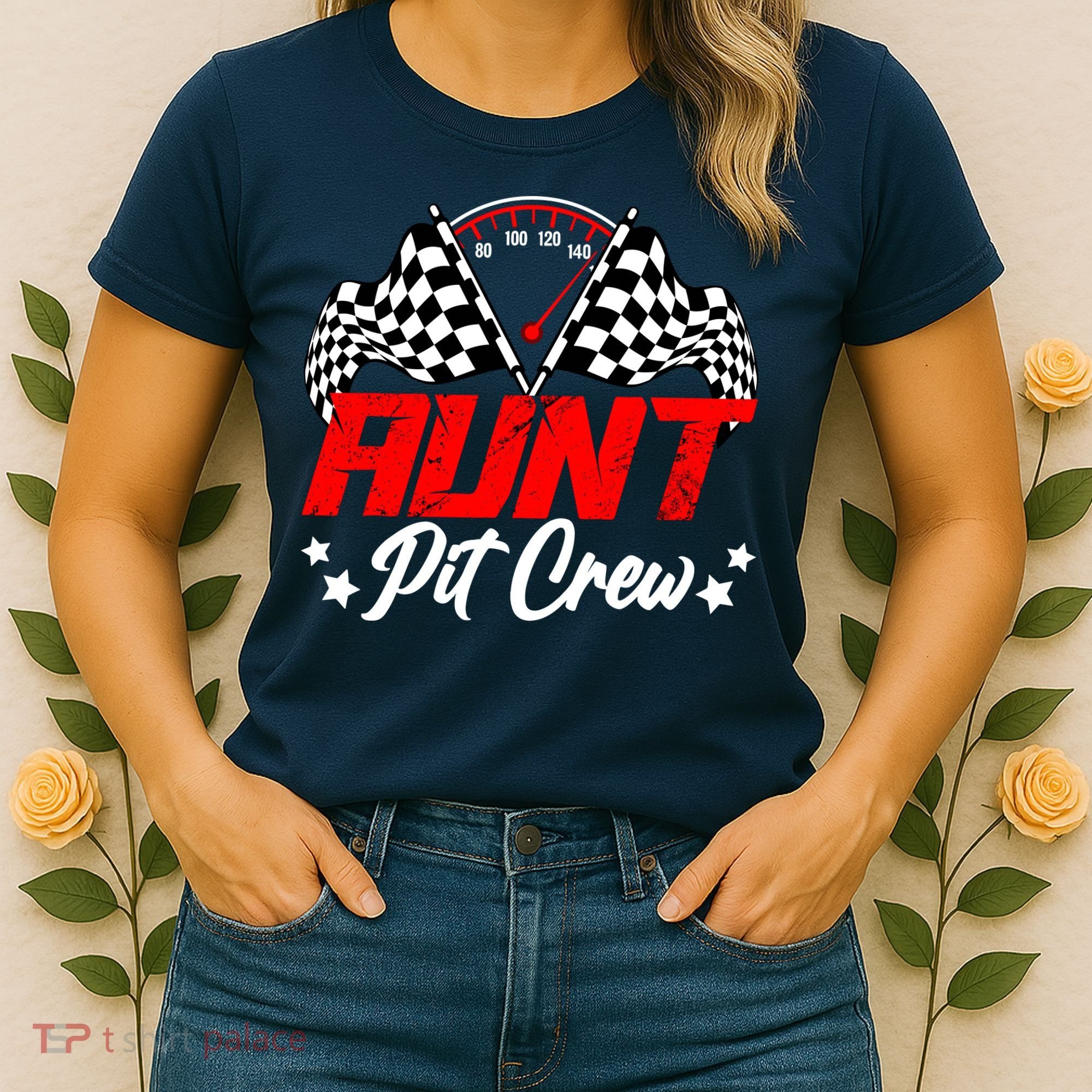 Aunt Pit Crew Birthday Party Race Car Lover Racing Family Women's T-Shirt