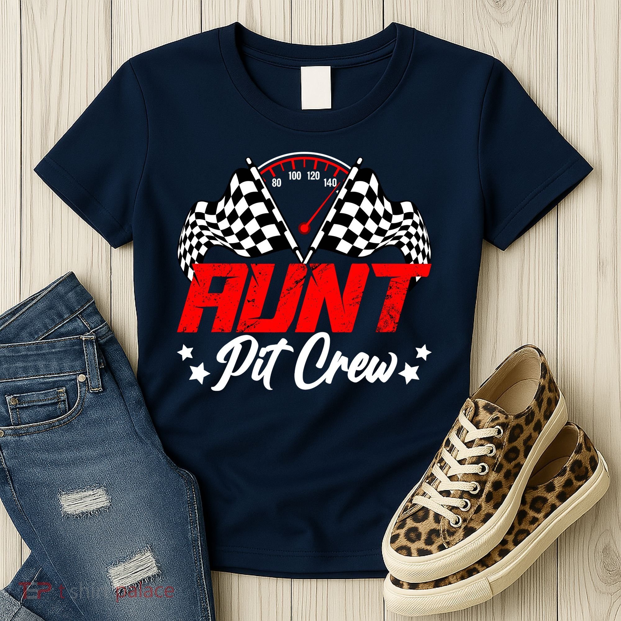 Aunt Pit Crew Birthday Party Race Car Lover Racing Family Women's T-Shirt