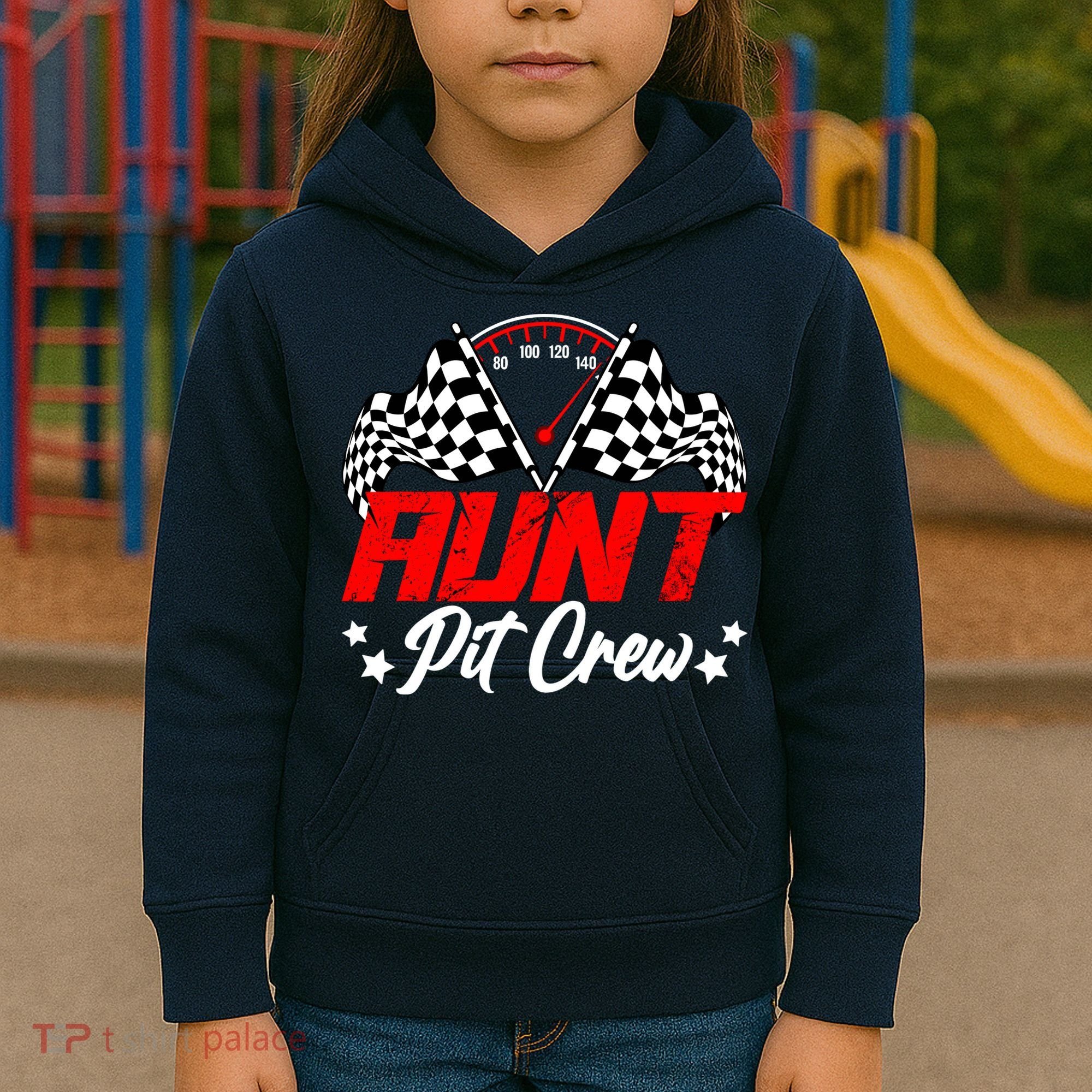 Aunt Pit Crew Birthday Party Race Car Lover Racing Family Kids Hoodie