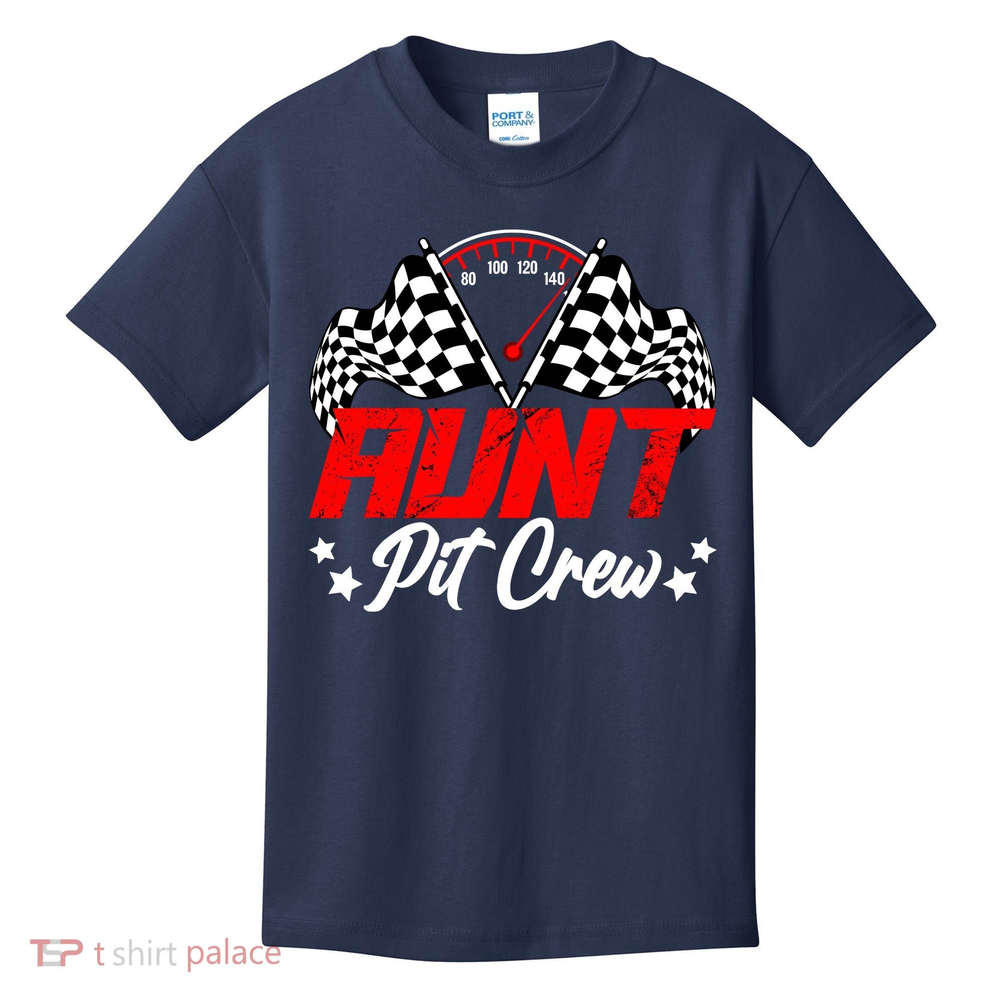 Aunt Pit Crew Birthday Party Race Car Lover Racing Family Kids T-Shirt